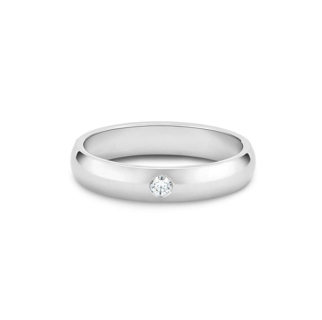 Classic One Diamond Band in Platinum - Only Natural Diamonds