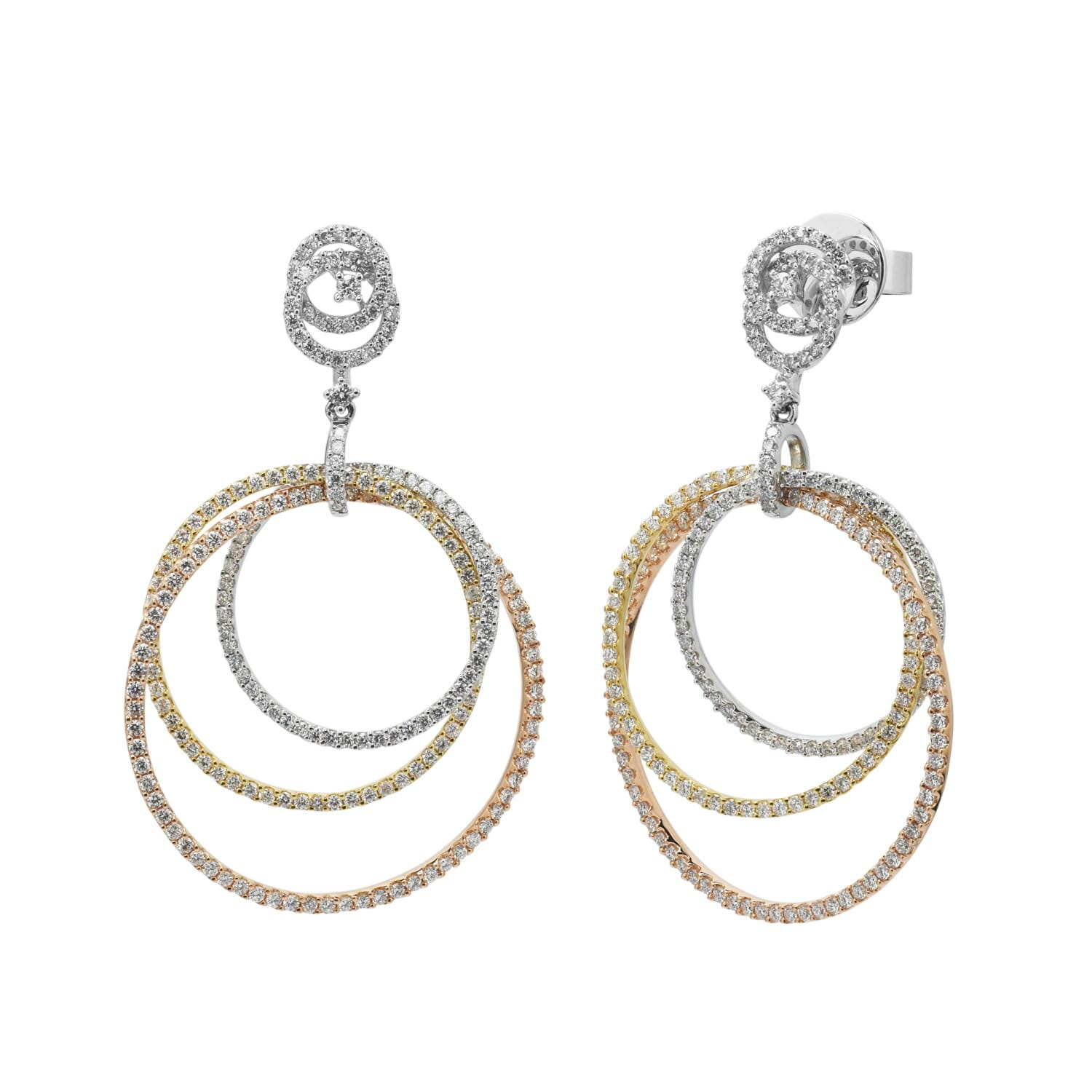 Diamond Circle Earrings in 18kt White Yellow and Rose Gold - Only ...