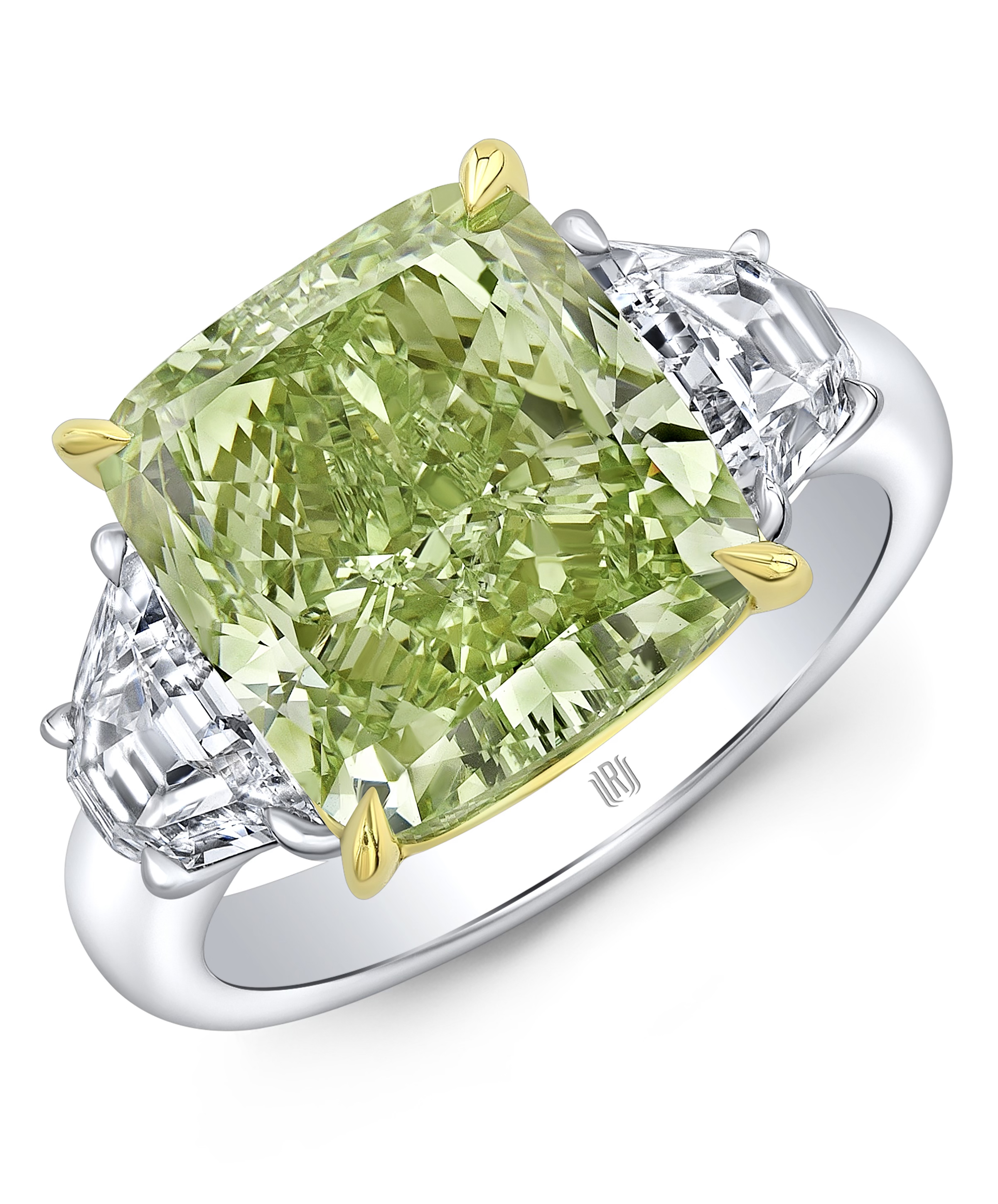 6 Carat Green Emerald Diamond Ring 14K Yellow Gold 0.15ct 011886