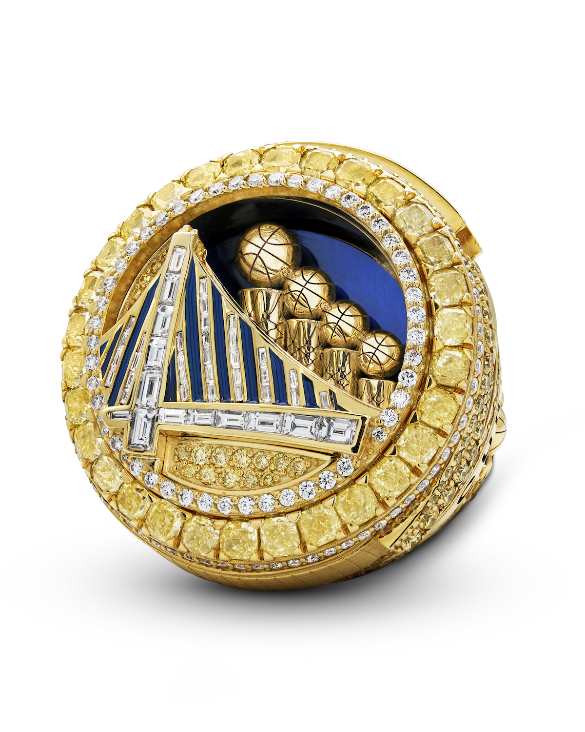 First Look At The Golden State Warriors 2021-22 Championship Ring: 16  Carats Of Yellow And White Diamonds, 7 Carats Of Yellow Diamonds On Bezel -  Fadeaway World