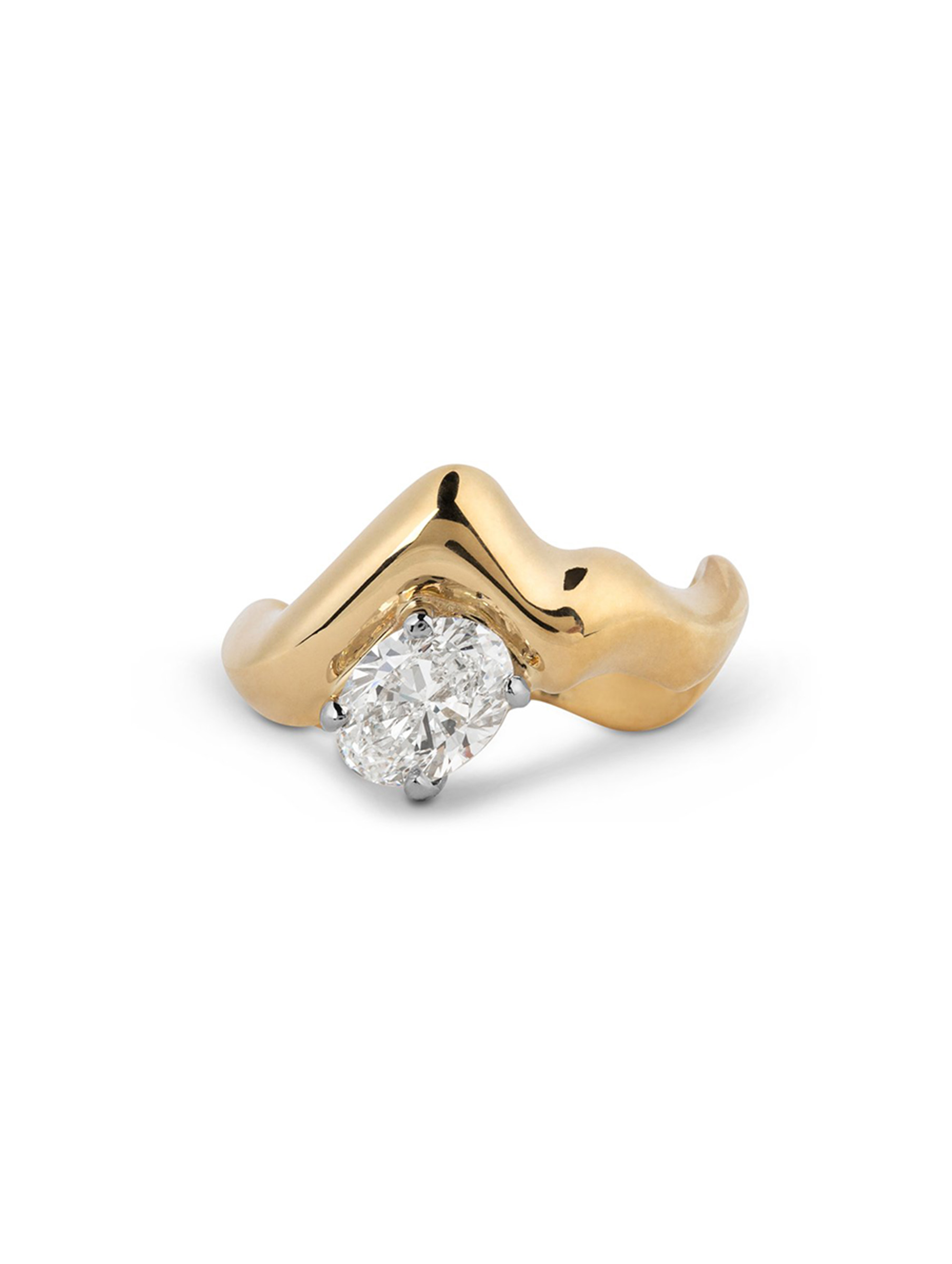 Molten shape gold band from Jessie Thomas Jewellery
