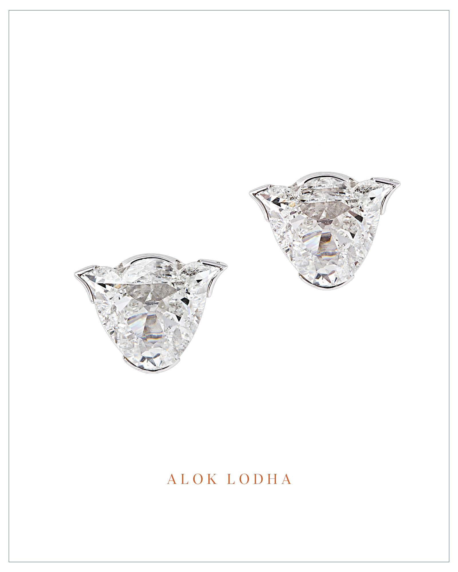 Alok Lodha Bloom La Tulipe earrings featuring tulip-shaped solitaire diamonds