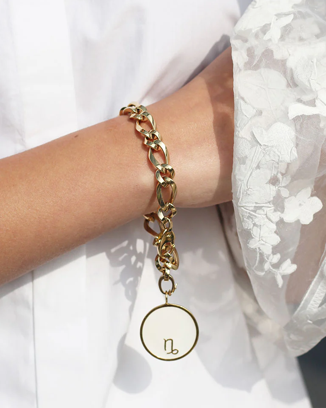 18K gold link bracelet with diamond constellation charm by The Line