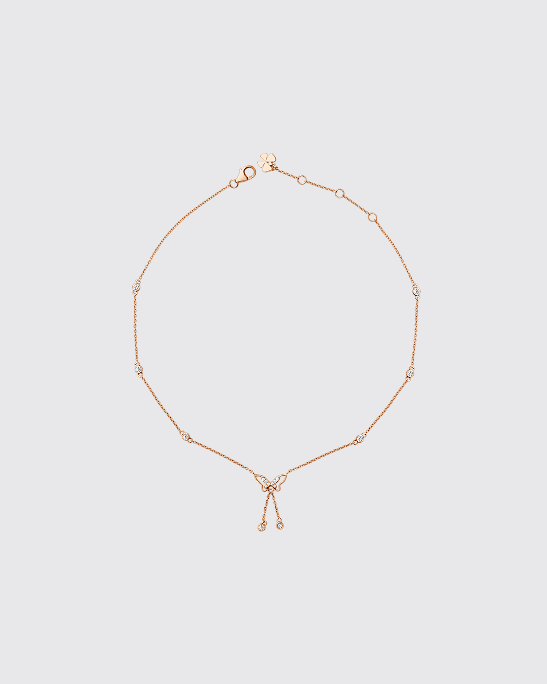 18K gold butterfly anklet with white diamonds by La Marquise Jewellery