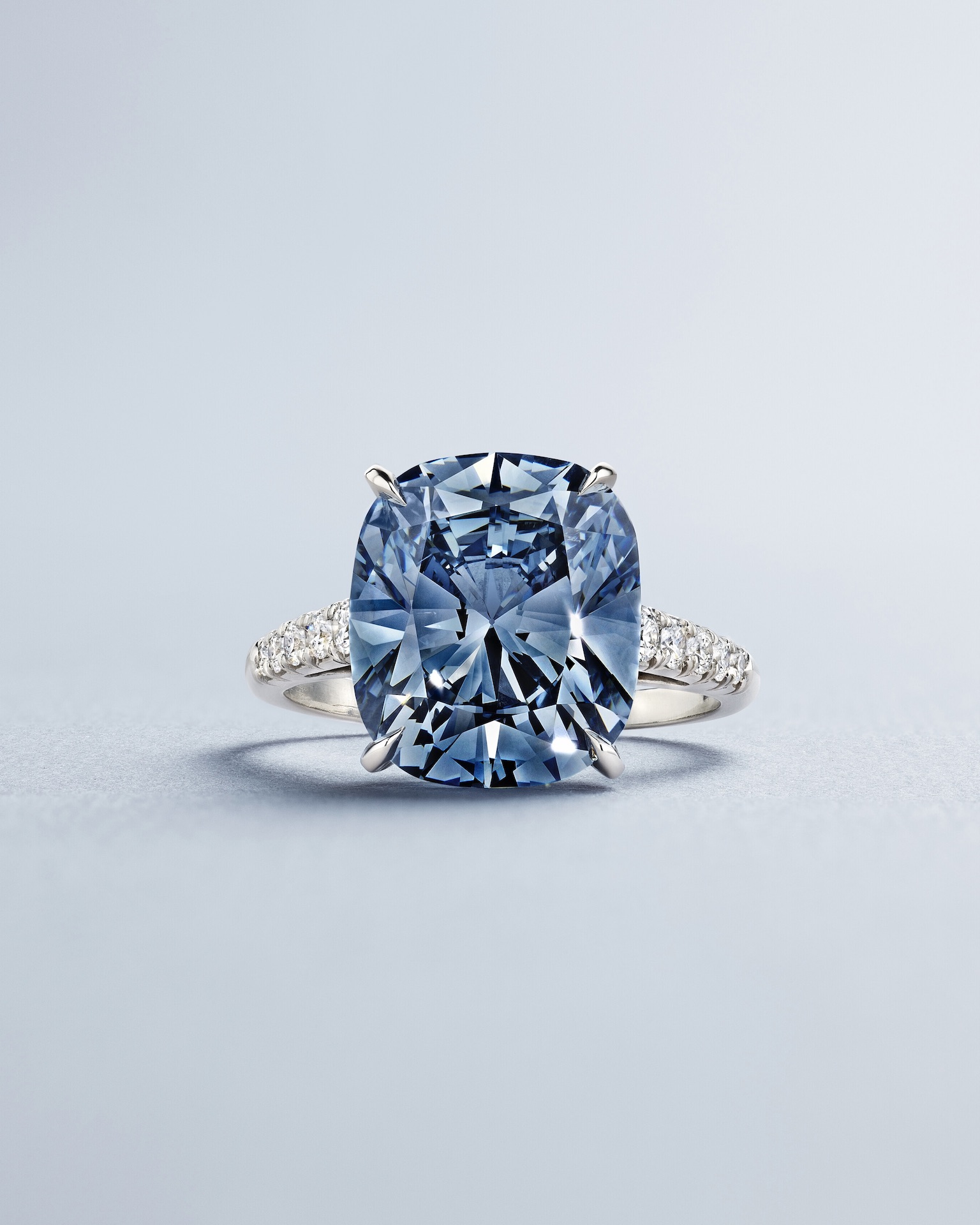 5.72-Carat Fancy Intense Blue Diamond Ring from the Most Expensive Diamond Jewelry Auctions of 2024.