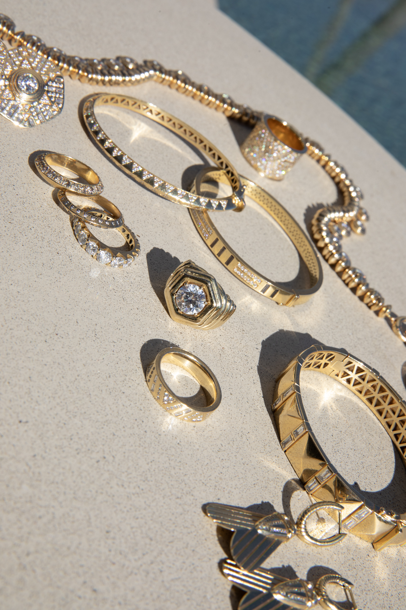 A collection of Harwell Godfrey yellow gold and diamond jewelry