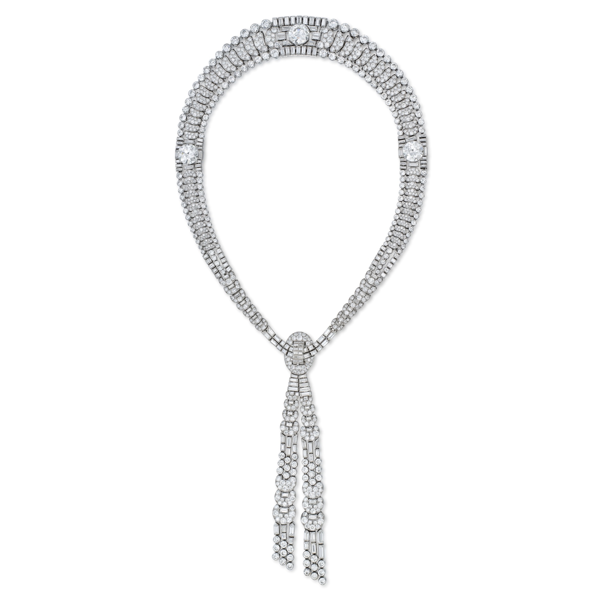 Van Cleef & Arpels, Diamond 'Tie' Necklace from the Most Expensive Diamond Jewelry Auctions of 2024.