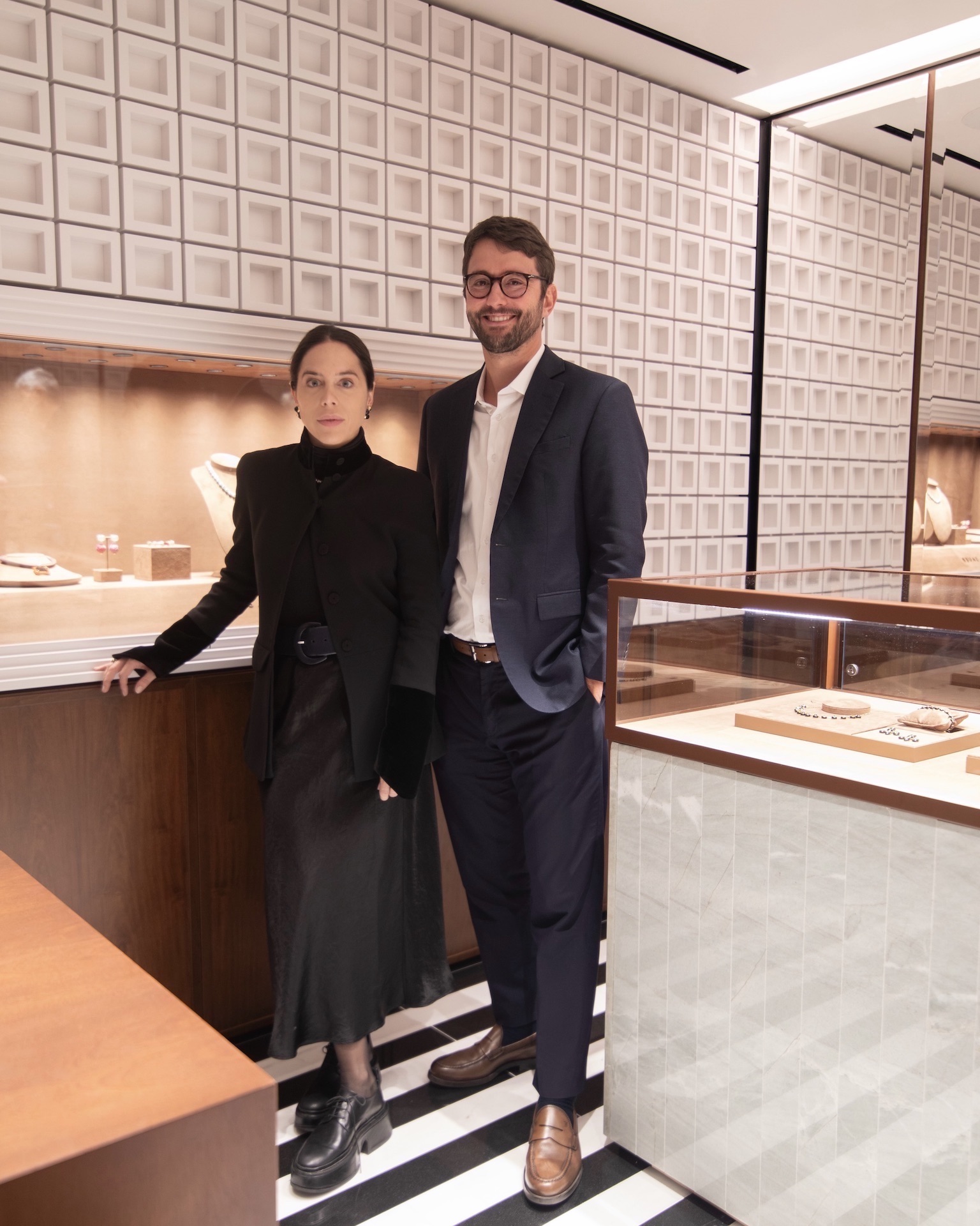 Sauer creative director Stephanie Wenk & Gabriel Andre Sauer at the new Madison Avenue store.