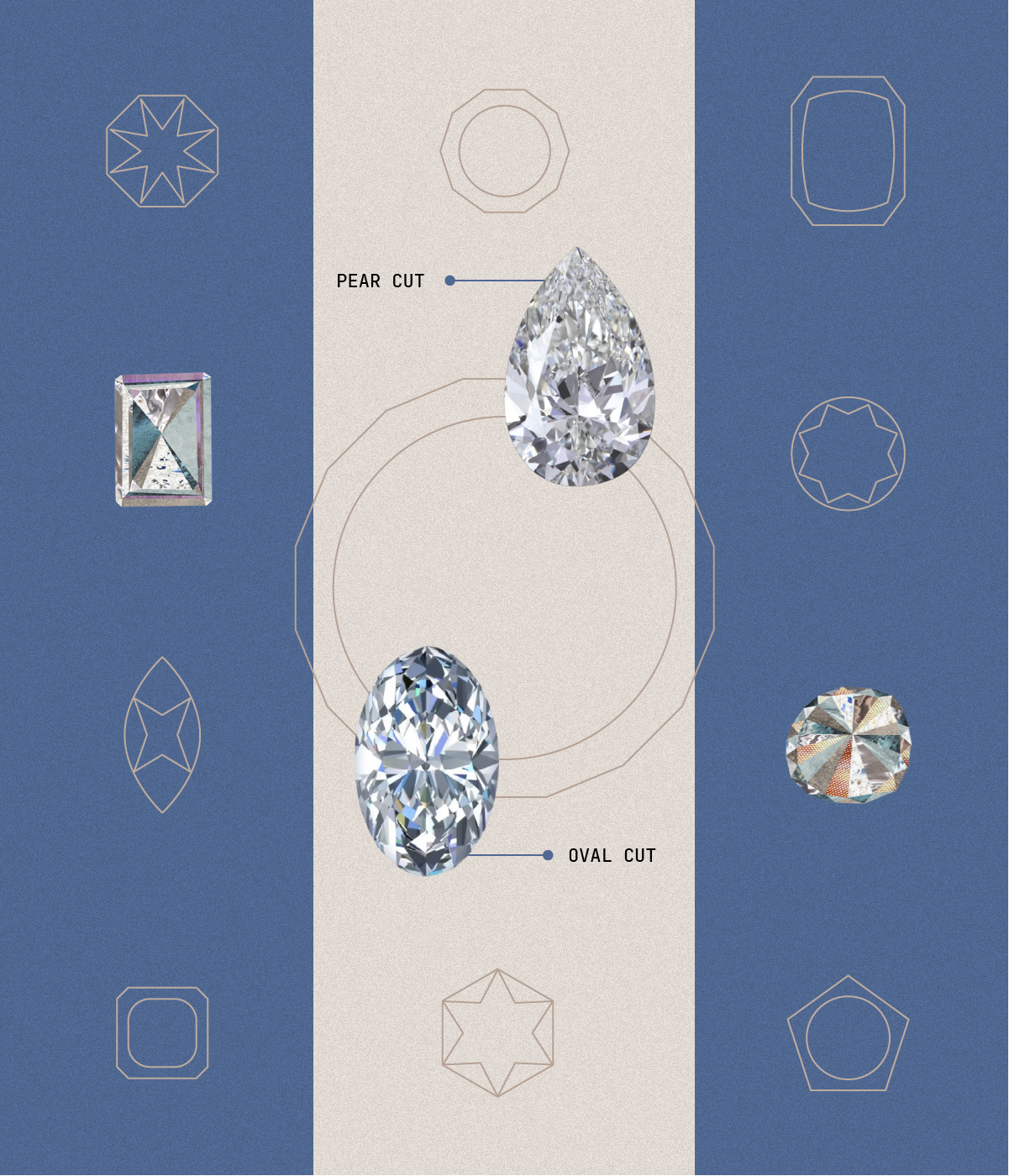 Surat diamantaires highlight the growing popularity of pear and oval cut diamonds.