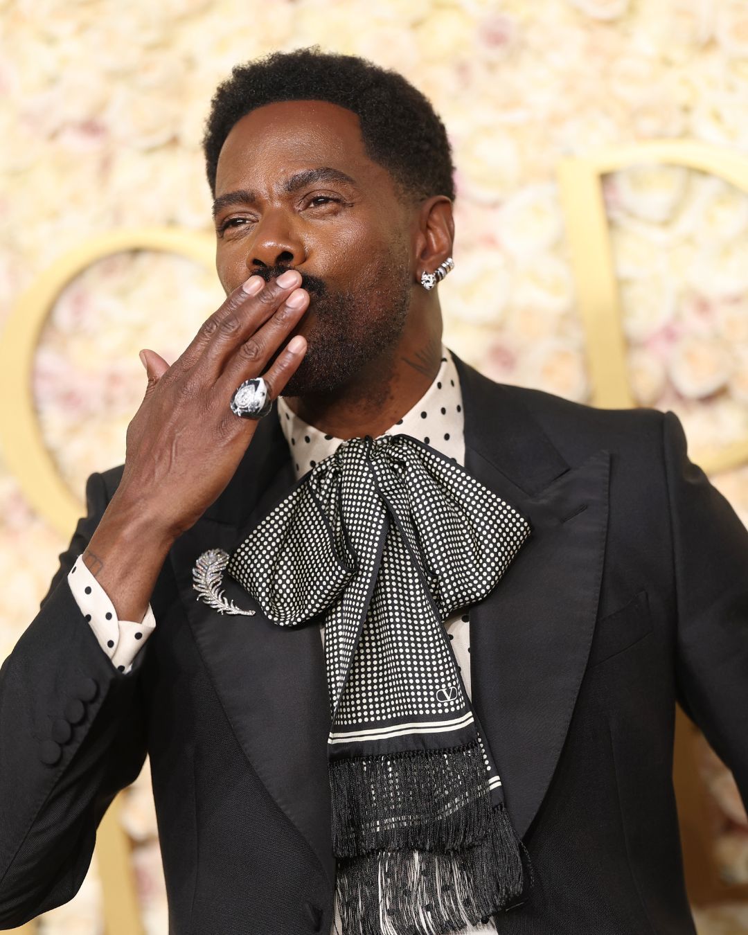 Colman Domingo attended the Golden Globes 2025, wearing Boucheron diamond jewelry.